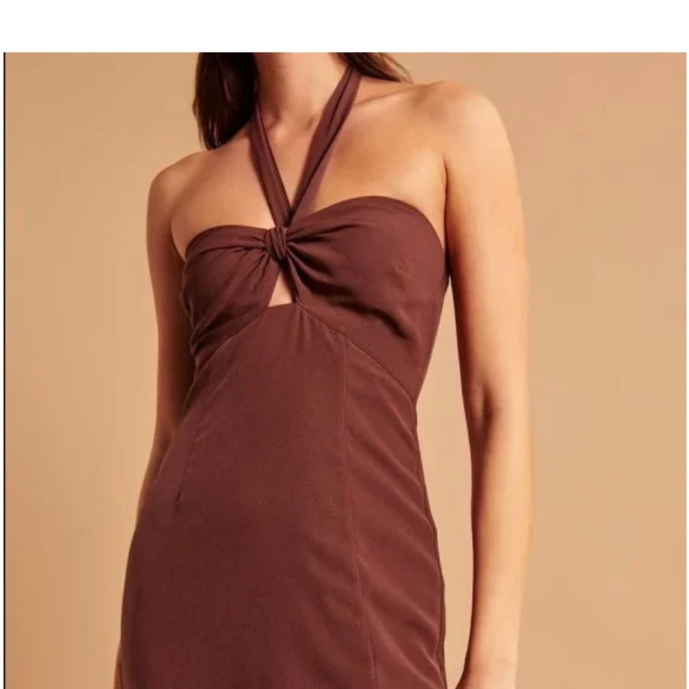 Abercrombie Brown Halter Dress with Slit NWT
